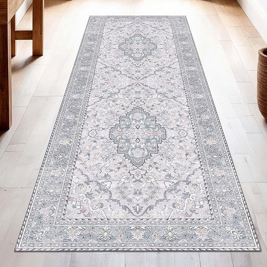 Washable Runner Rug 2x6 | Non Slip Rug Runners for Hallways, Entryways, Kitchens, Bathrooms, Bedrooms | Ultra-Soft Flannel Carpet Runners with Rubber Backing (Frosted Taupe, 2x6)