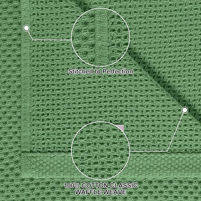 Homaxy 100% Cotton Kitchen Towels and Dishcloths Set, 12 x 12 Inches and 13 x 28 Inches, Set of 8 Bulk Kitchen Towels Set, Ultra Soft Absorbent Dish Cloths for Washing Dishes, Grass Green