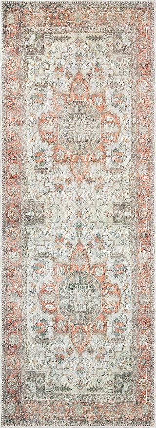 Keen Home Design 2x7 Rug - Machine Washable Runner Rug with Non-Slip Backing, Ideal for Hallway, Entryway, Kitchen, Laundry Room - Vintage, Easy Clean, Durable, Low Pile - (2'6" x 7')