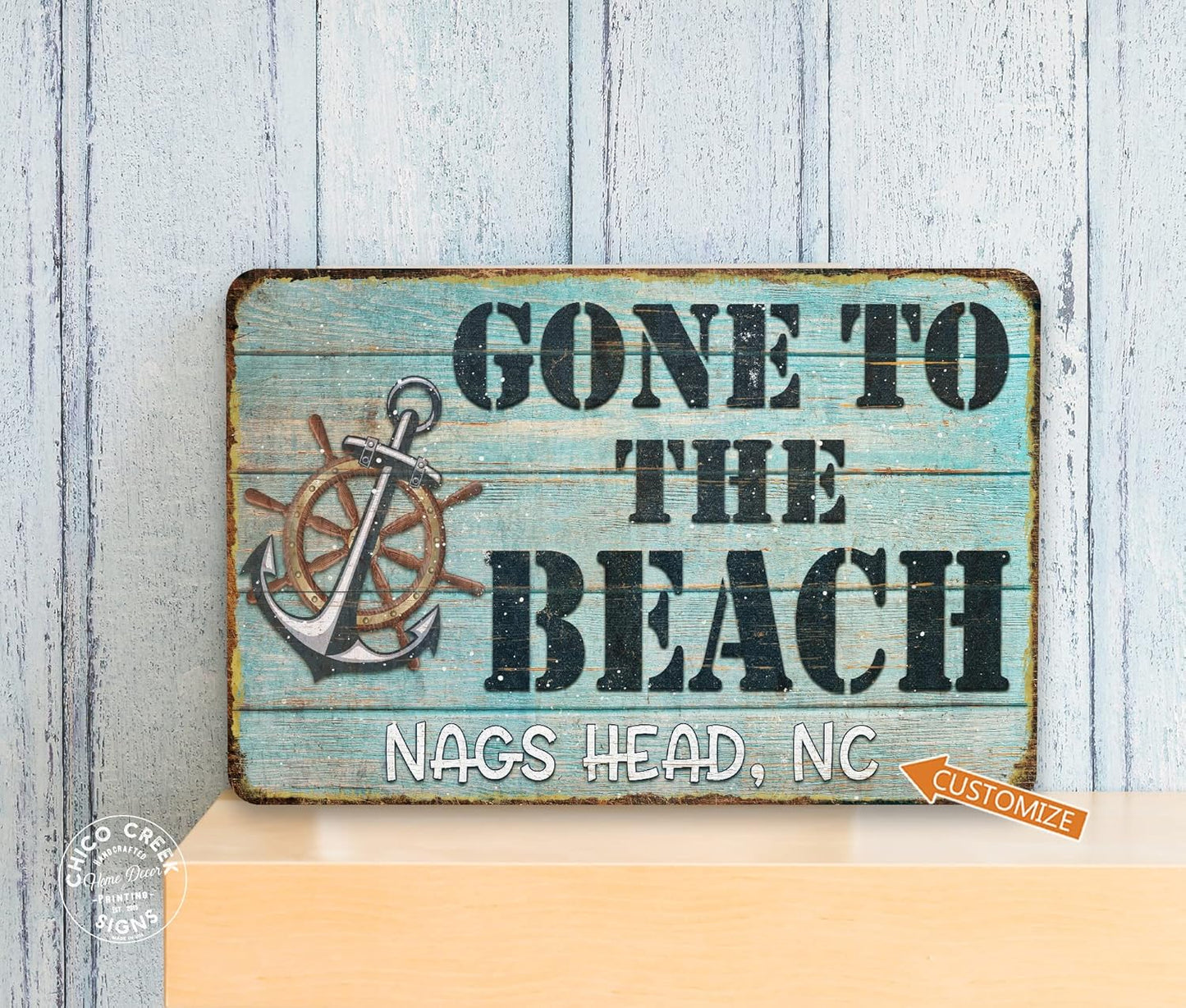 Gone To The Beach Custom Sign Your Text Here Souvenir Beach House Décor Wall Art Nautical Summer 108122002015