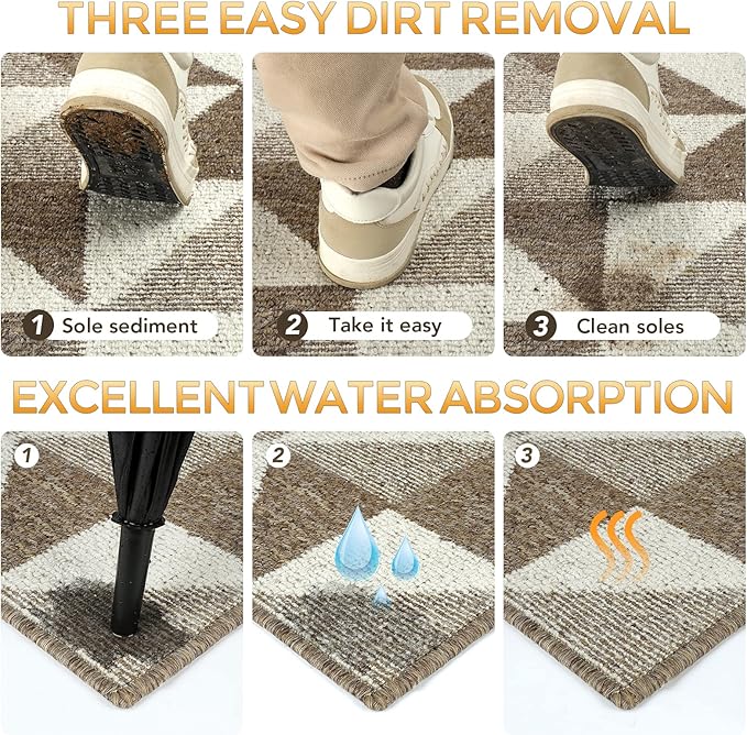 hicorfe Kitchen Rugs and Mats Sets,Super Absorbent Polypropylene Non-Slip Rug,Soft Comfort Floor Mat,Washable for Kitchen,Hallway,Office,Sink,Laundry(24" x 35")