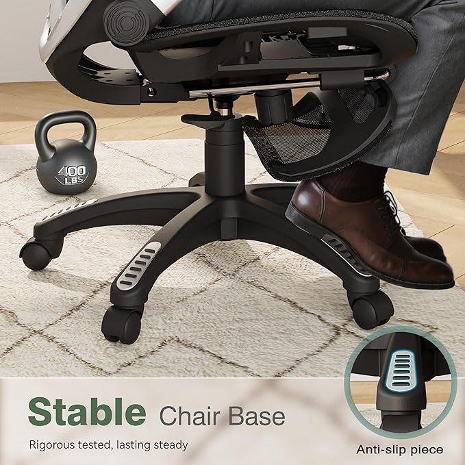 GABRYLLY Office Chair with Footrest, Ergonomic Desk Chair - 135° Recline Wide, 45° Flip-Up Arms,3D Headrest & Mesh Seat, High Back Home Gaming Chair for Adult Man Woman, 300LBS