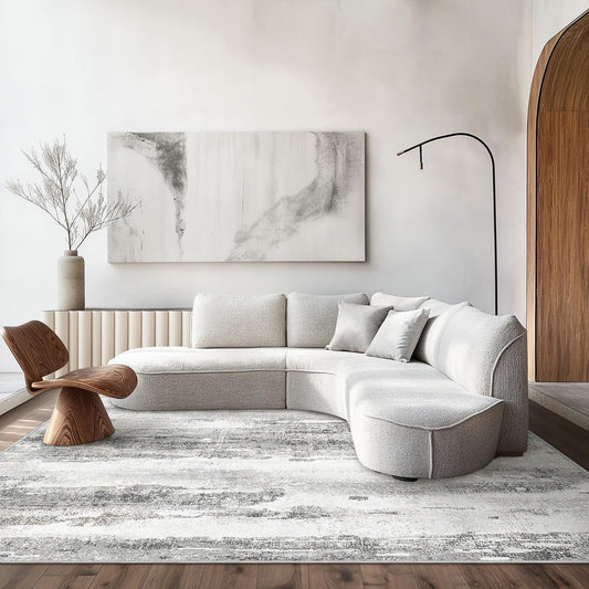 Area Rugs 6x9 for Living Room Bedroom Machine Washable Large Gray Area Rug Abstract Soft Throw Rug, Indoor Floor Cover, Lightweight Non Slip Backing Thin Rug