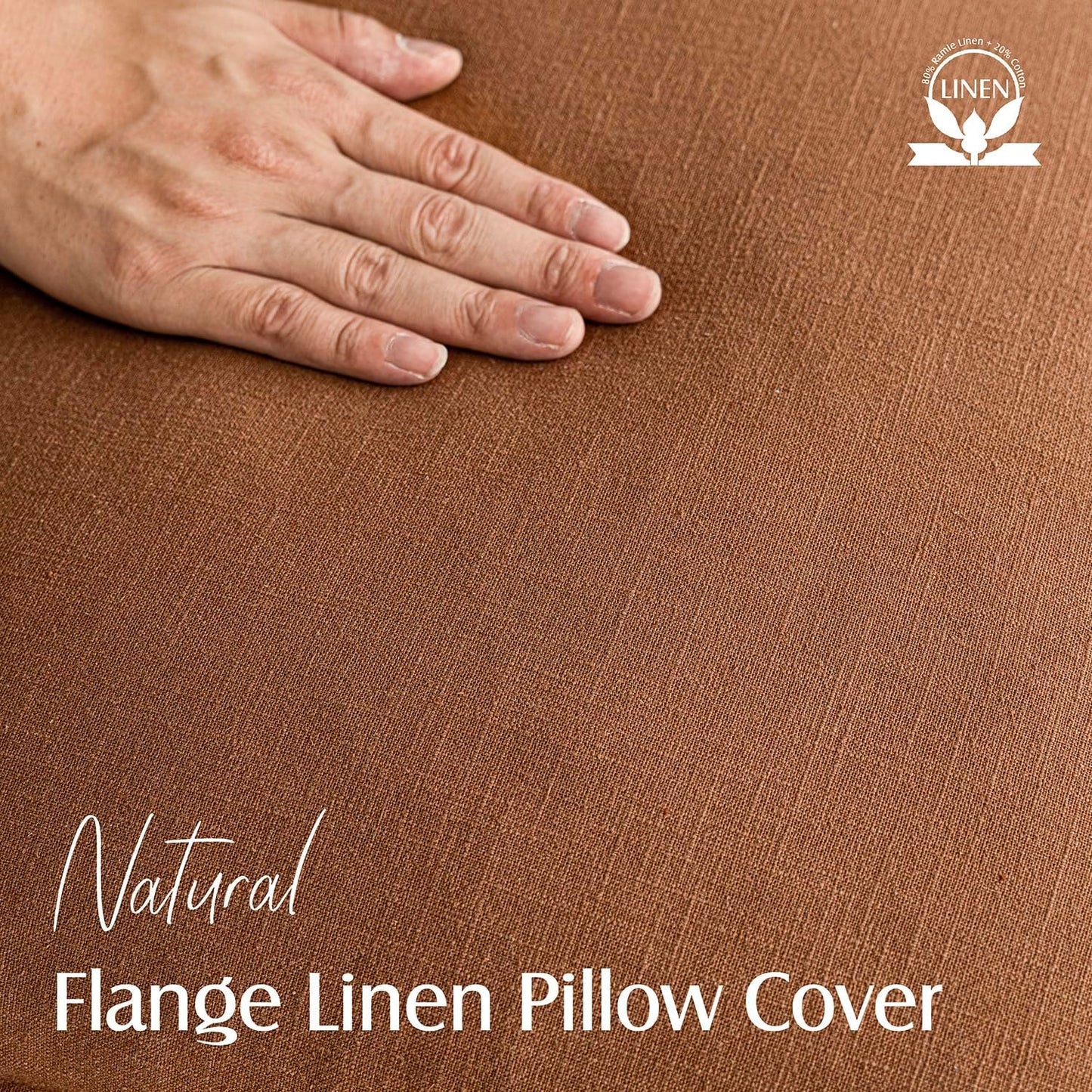 Foindtower Pack of 2, Decorative Linen Soild Throw Pillow Covers Soft Accent Cushion Case Boho Farmhouse Pillowcase for Chair Couch Sofa Bedroom Living Room Home Decor 20 x 20 Inch Orange Brown