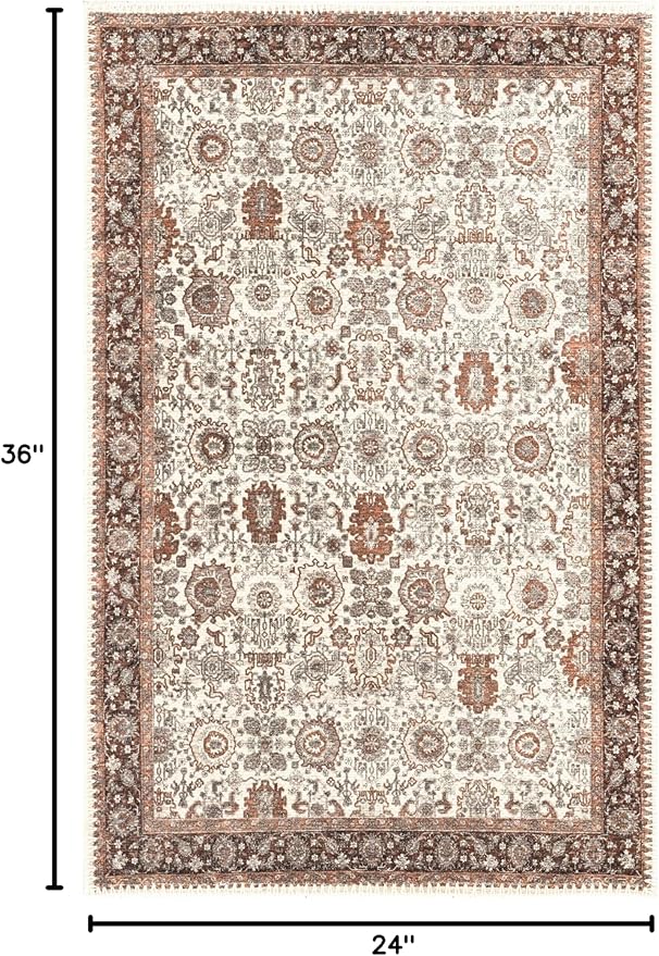 Keen Home Design 2x3 Rug - Machine Washable Entry Rug with Non-Slip Backing, Ideal for Enteryway, Kitchen, Bathroom, Laundry Room - Vintage, Easy Clean, Durable, Low Pile - (2' x 3')