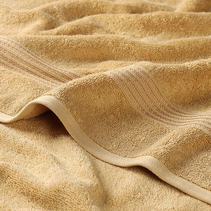 Superior Luxury Cotton Bath Towel - 6 Piece Set, Premium Egyptian Cotton Towels, Gold