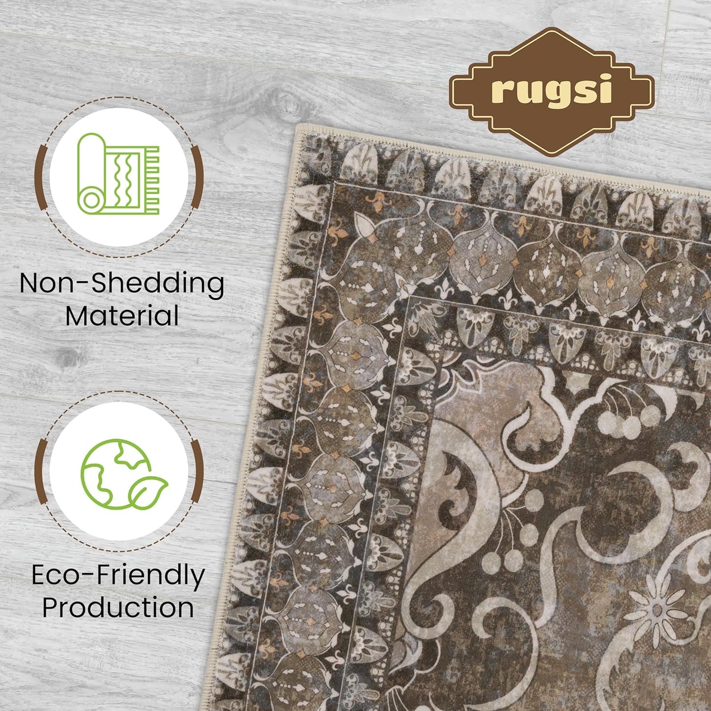 Washable Runner Rug 2.5x8 | Non Slip Rug Runners for Hallways, Entryways, Kitchens, Bathrooms, Bedrooms | Ultra-Soft Flannel Carpet Runners with Rubber Backing (Dark Sage, 2.5x8)