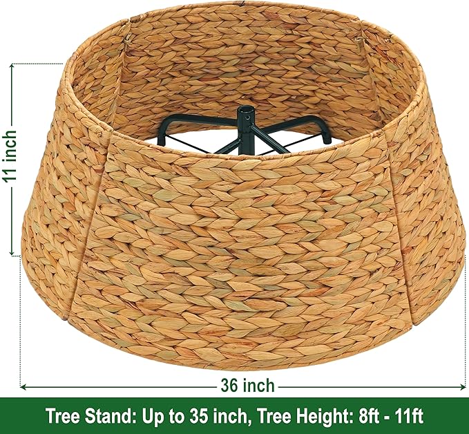 CENBOSS Rattan Christmas Tree Collar, Wicker Tree Skirt & Stand Base Cover (Natural, 36 inch)