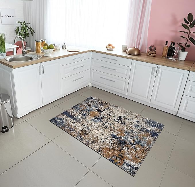 Keen Home Design Area Rugs - 3x5 Non-Shedding, Abstract Rugs for Kitchen, Living Room, Bedroom, Dining Room, Entryway - Size: 3' x 5', Multi