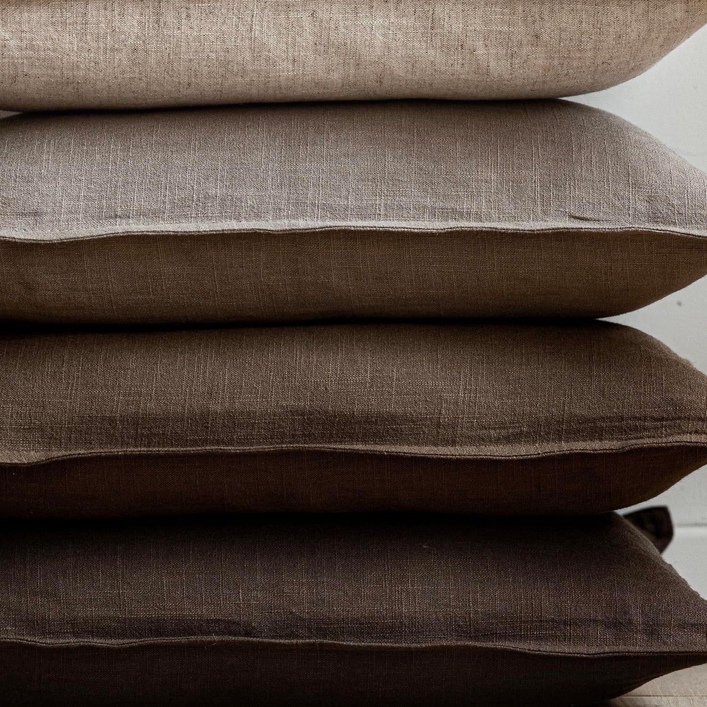 Foindtower Set of 2, Decorative Linen Soild Throw Pillow Covers Soft Accent Euro Cushion Case Farmhouse Neutral Pillowcase for Chair Couch Sofa Bedroom Living Room Home Decor 22 x 22 Inch Brown Tan