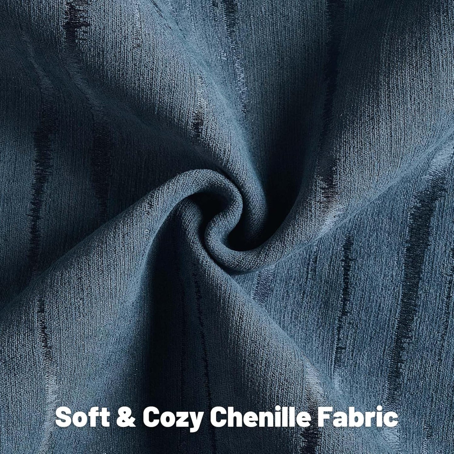 FUTEI Navy Blue Chenille Decorative Throw Pillow Covers 24x24 Inch Set of 2,Soft Embossed Striped Textured European Cushion Case,Modern Home Decor for Couch Bed Living Room