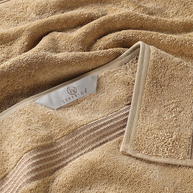 Superior Egyptian Cotton 4-Piece Bath Towel Set for Shower, Bath, Spa, Resort, Hotel, Soft Body Towels, Airbnb Essentials, Apartment, Dorm, Quick Dry, Absorbent, Bathroom Basics, Toast