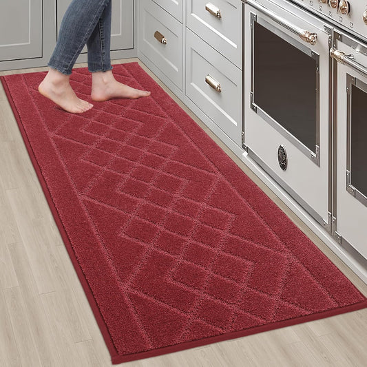 BEQHAUSE Kitchen Runner Rug 20”x59” Washable Non Slip Kitchen Mats for Floor Absorbent Soft Kitchen Rugs for Floor,Sink,Hallway,Laundry,Burgundy Red