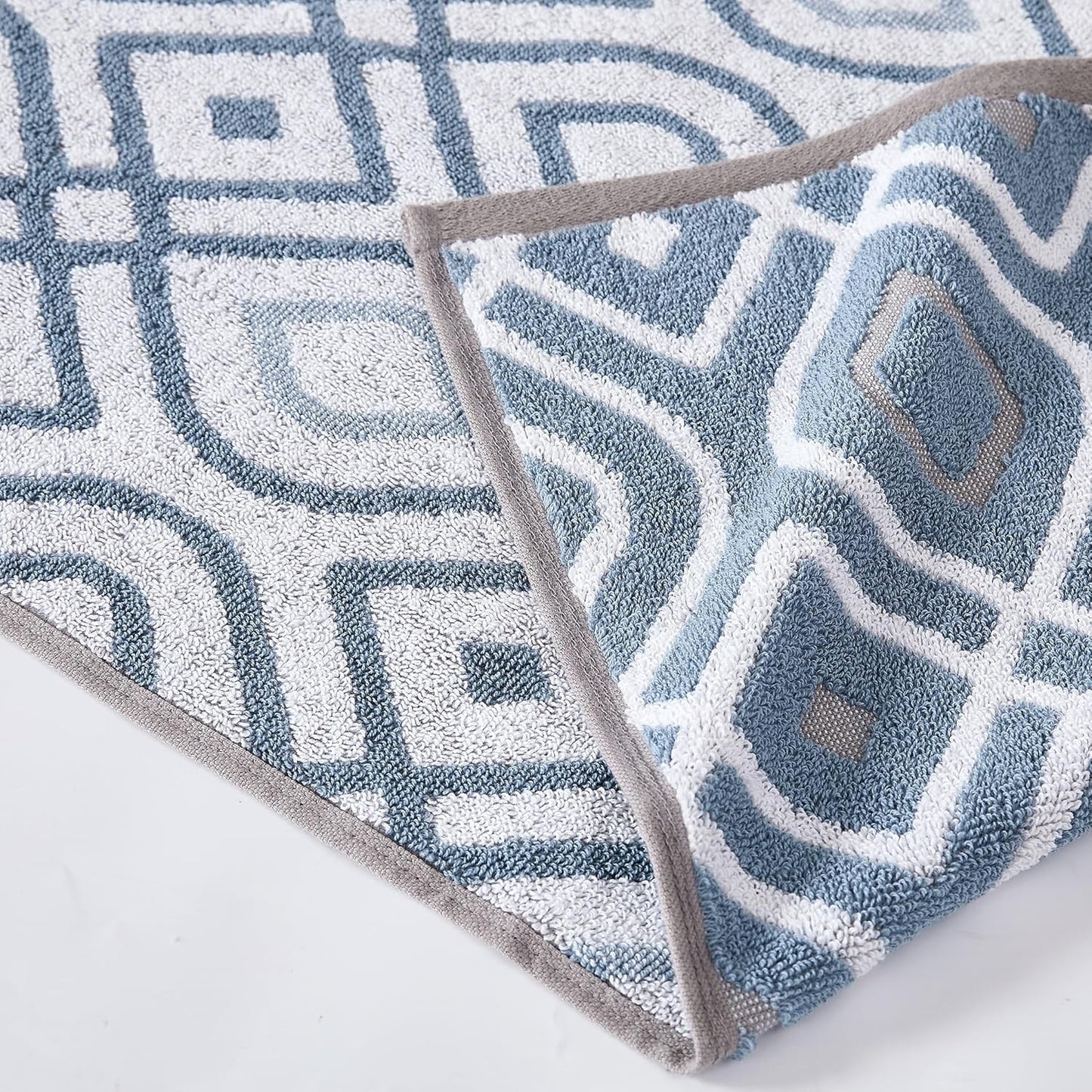 Modern Threads Oxford 6-Piece 100% Cotton Towel Set – Yarn Dyed Jacquard & Solid – Includes 2 Bath Towels, 2 Hand Towels, 2 Washcloths – Absorbent, Quick Dry, Soft & Durable – Blue