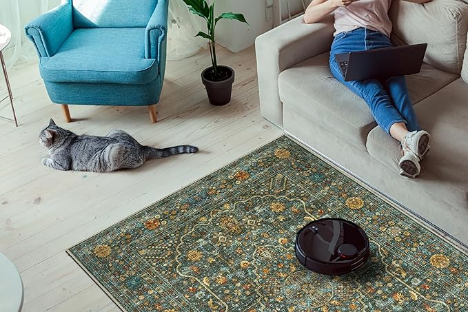 Keen Home Design 2x3 Rug - Machine Washable Entry Rug with Non-Slip Backing, Ideal for Enteryway, Kitchen, Bathroom, Laundry Room - Vintage, Easy Clean, Durable, Low Pile Rug - (2' x 3')