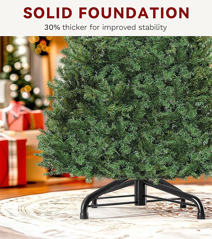 DWVO 6ft Pre-lit Artificial Christmas Tree, Spruce Prelit Christmas Trees for Home, Office, Party with 1000 Thickened Branch Tips & 250 UL Listed Lights Green, Automatic Branches with Remote Control