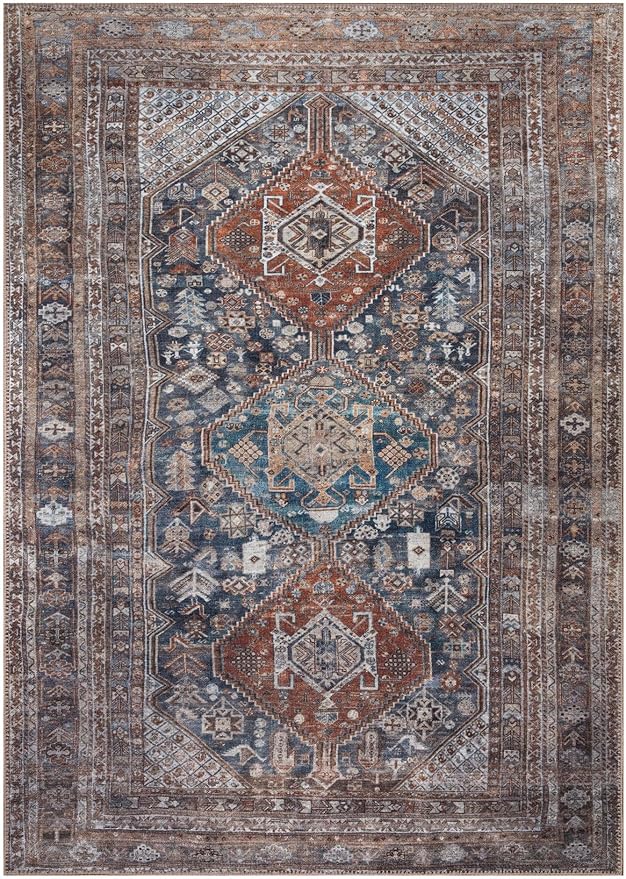 Keen Home Design 9x12 Rug - Machine Washable Area Rug with Non-Slip Backing, Ideal for Living Room, Dining Room, Bedroom - Vintage, Easy Clean, Durable, Low Pile - (9' x 12')