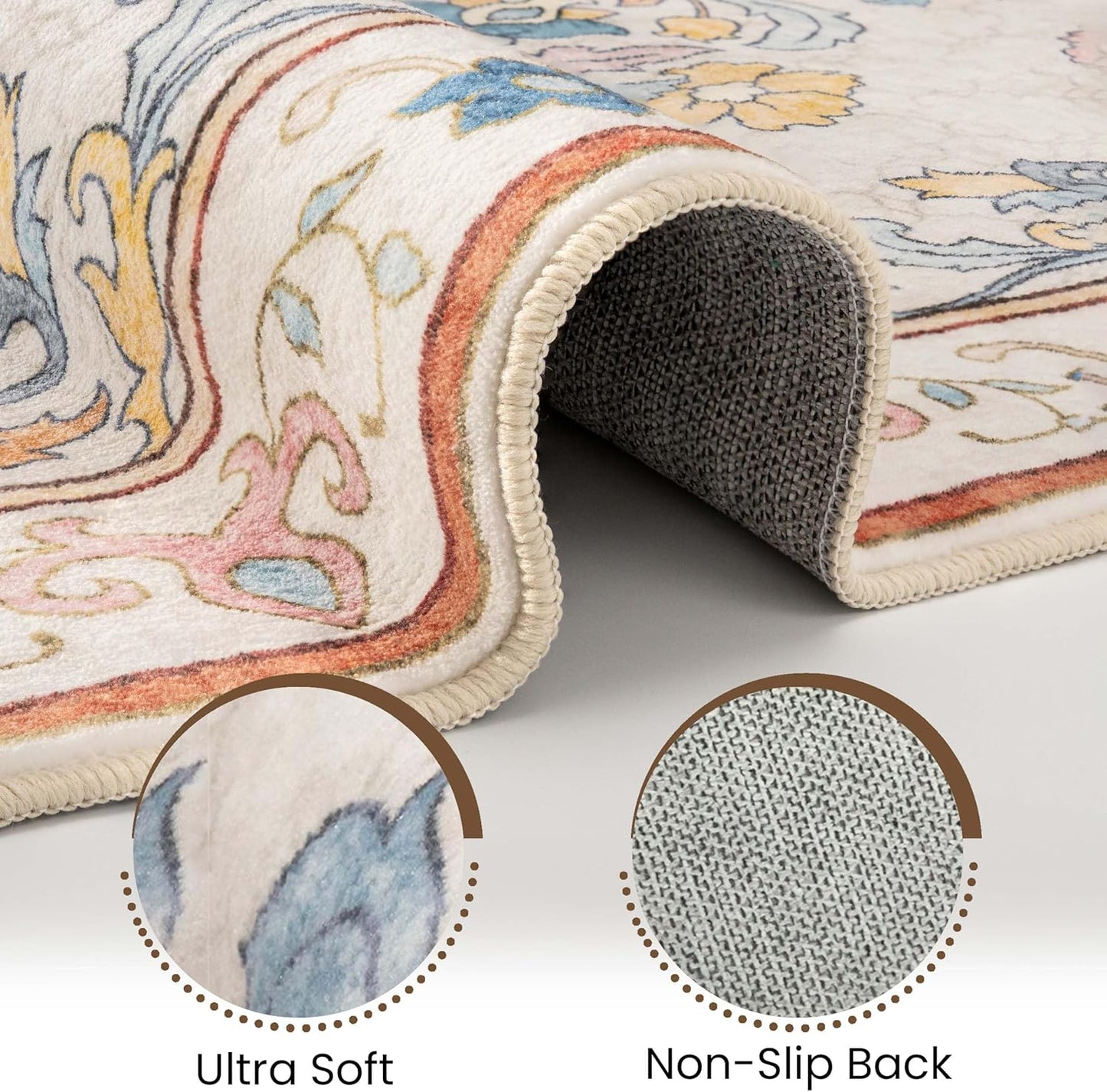 Washable Runner Rug 2x6 | Non Slip Rug Runners for Hallways, Entryways, Kitchens, Bathrooms, Bedrooms | Ultra-Soft Flannel Carpet Runners with Rubber Backing (Multi Colored, 2x6)