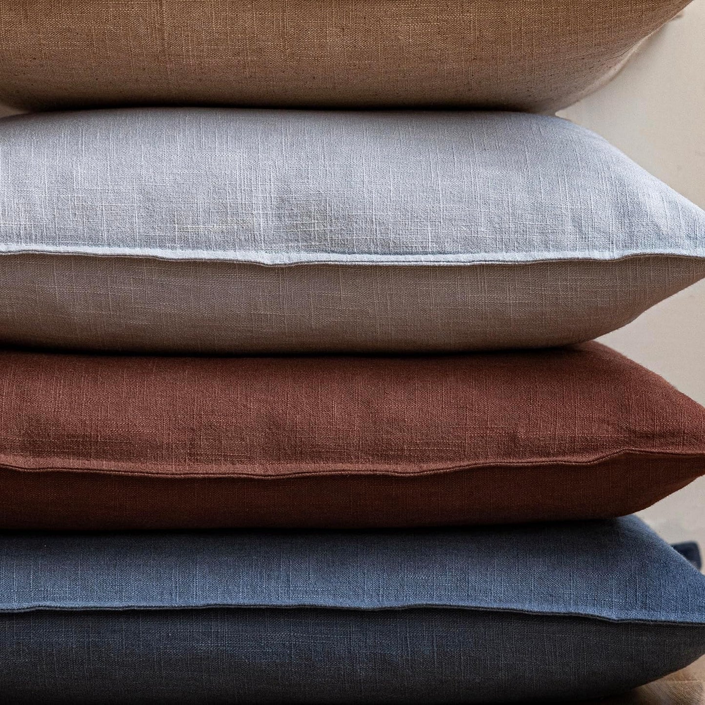 Foindtower Pack of 2, Decorative Linen Soild Throw Pillow Covers Soft Accent Euro Cushion Case Farmhouse Neutral Pillowcase for Chair Couch Sofa Bedroom Living Room Home Decor 20 x 20 Inch Dark Blue