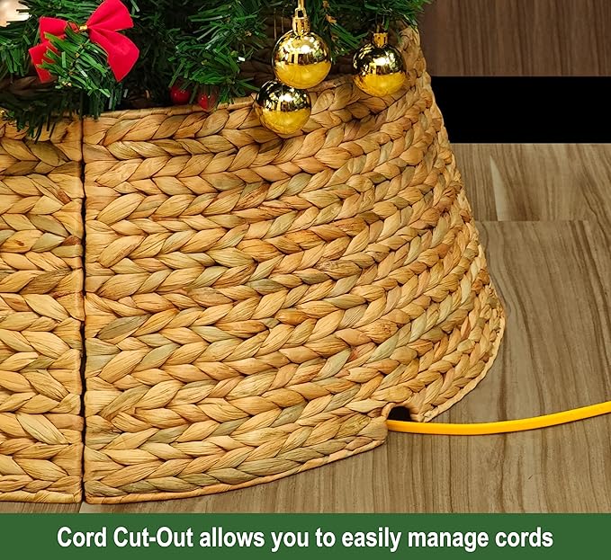CENBOSS Rattan Christmas Tree Collar, Wicker Tree Skirt & Stand Base Cover (Natural, 42 inch)