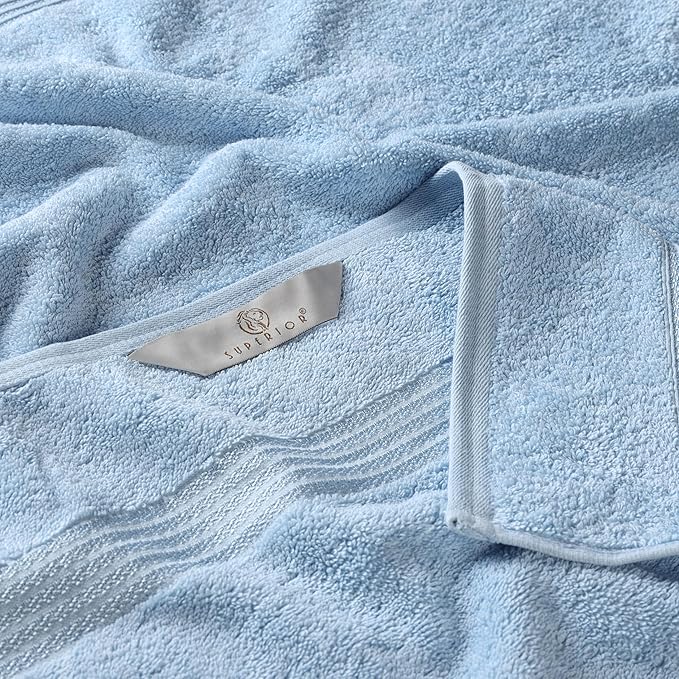 Superior Egyptian Cotton 3-Piece Towel Set, Basic Towels For Bathroom, Home Decor, Guest Bath, Shower, Apartment, Included 1 Face, 1 Hand, 1 Bath Towel, Washcloth, Quick Dry, Light Blue