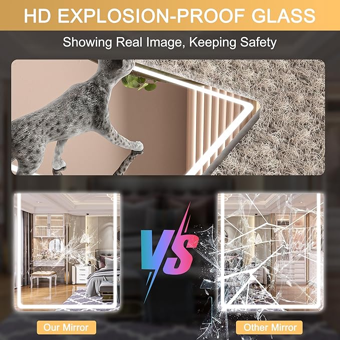 Hasipu LED Door Mirror Full Length, 56 x 16 Over The Door, Hanging With Lights for Bedroom, Living Room, Cloakroom