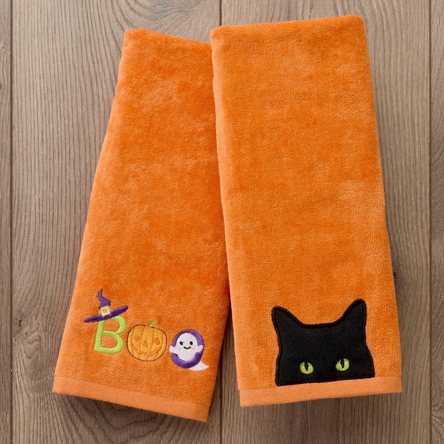 SKL Home Halloween Boo Hand Towel Set for Bath/Kitchen/Bar & Gift, 2 Count