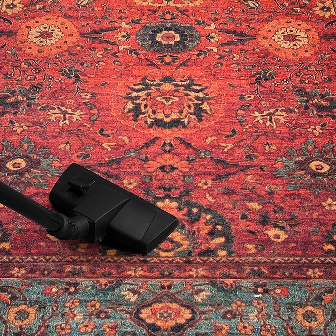 Keen Home Design 8x10 Rug - Machine Washable Area Rug with Non-Slip Backing, Ideal for Living Room, Dining Room, Bedroom - Vintage, Easy Clean, Durable, Low Pile Rug - (8' x 10')