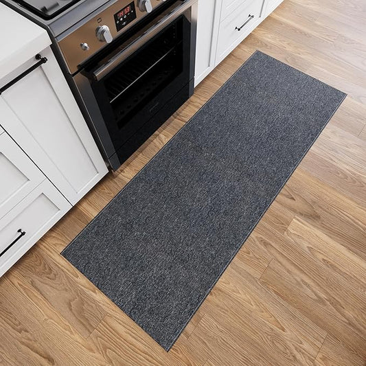 Ottomanson 2'7" x 9' Ultra-Thin Hallway Runner Rug - Durable Non-Slip Carpet for High-Traffic Areas - Fits Under Doors for Seamless Entry - Ideal for Kitchen, Entryway, Bedroom & Living Room, Black