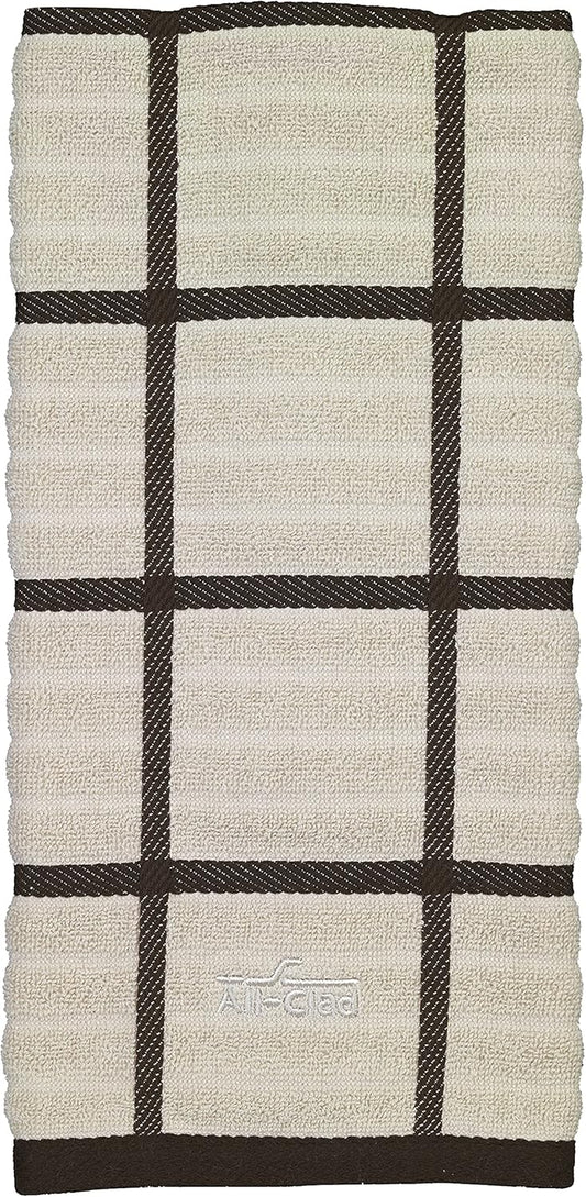 All-Clad Checked Kitchen Towel: Highly Absorbent, Super Soft Long Lasting - 100% Cotton, 17"x30" Tea Towel for Cleaning & Drying Dishes, Pans, Glassware, or Countertops, (1-Pack), Almond