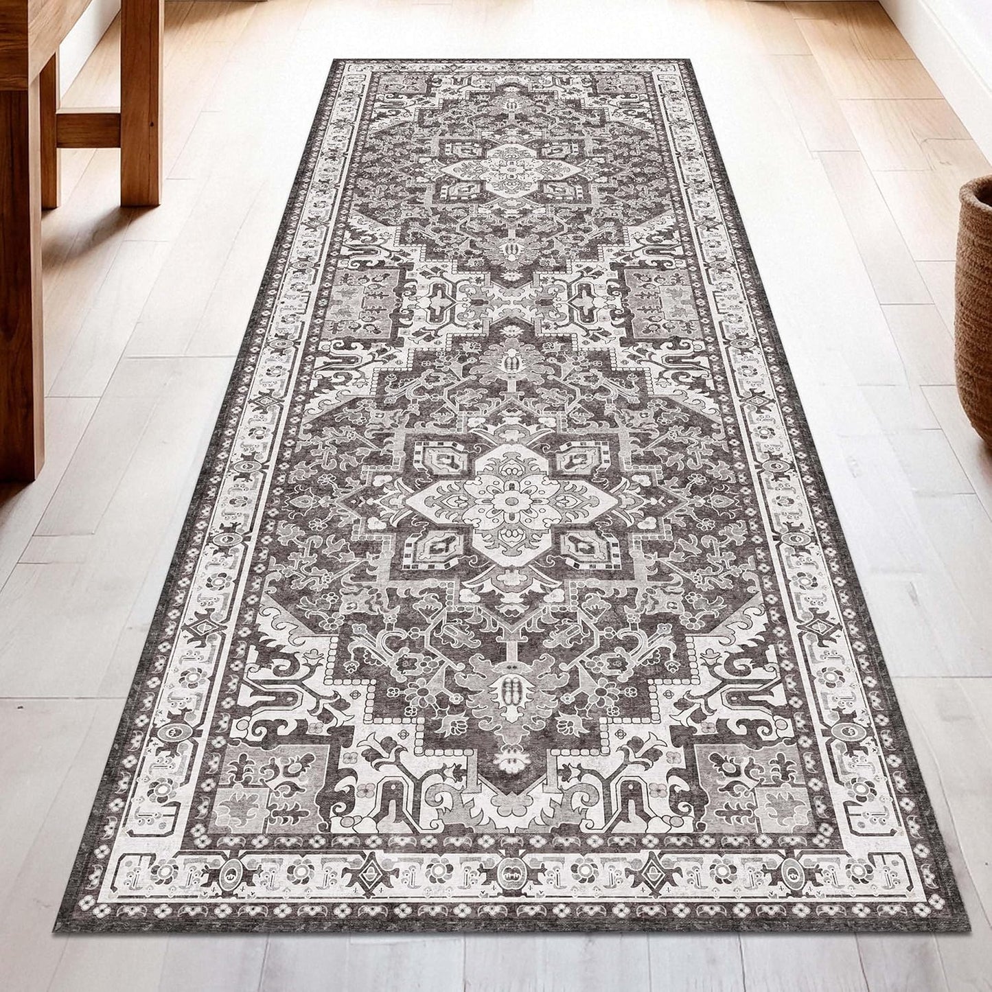 Washable Runner Rug 2x6 | Non Slip Rug Runners for Hallways, Entryways, Kitchens, Bathrooms, Bedrooms | Ultra-Soft Flannel Carpet Runners with Rubber Backing (Dark Taupe, 2x6)