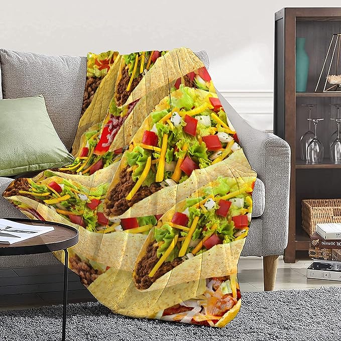 Taco Blanket Food Throws Funny Gift for Kids Girl Boys Lightweight Fleece Throw Novelty Realistic Super Soft Comfy Gifts for Teens Women Men Flannel Bedding Sheet Blankets for Couch Sofa,50"x40"