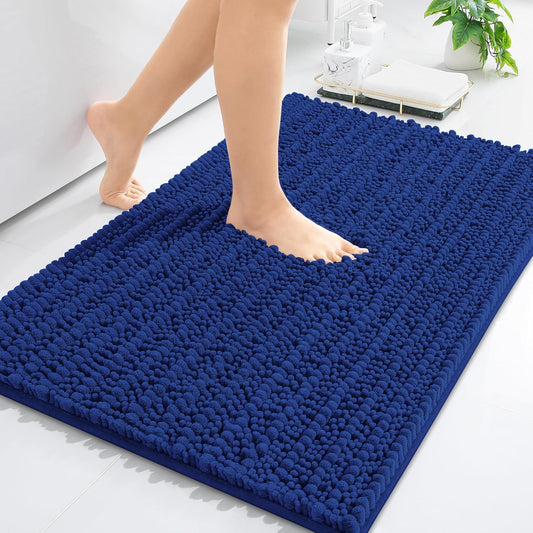 Arotive Luxury Chenille Bathroom Rug Mat, Extra Soft Thick Absorbent Shaggy Bath Rugs, Non-Slip Machine Wash Dry, Plush Bath Mats for Bathroom, Shower and Tub, 24x16, Royal Blue