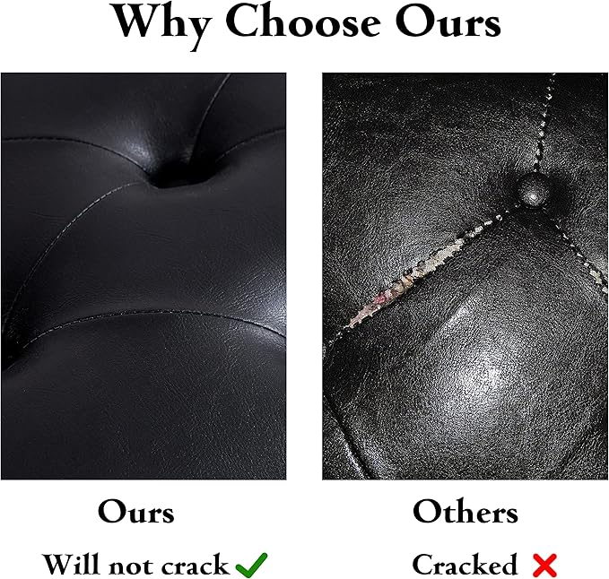 HUIMO Entryway Bench, Black Leather, Solid Wood, Durable and Wear-Resistant