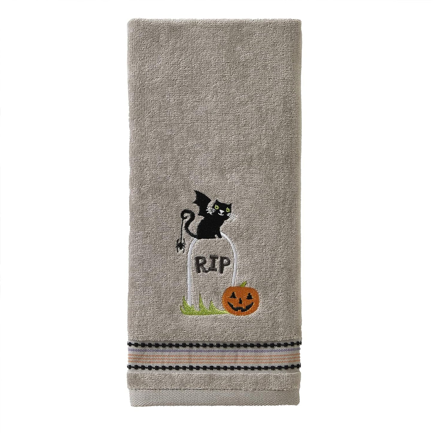 SKL Home Halloween Graveyard Cat Hand Towel Set for Bath/Kitchen/Bar & Gift, 2 Count
