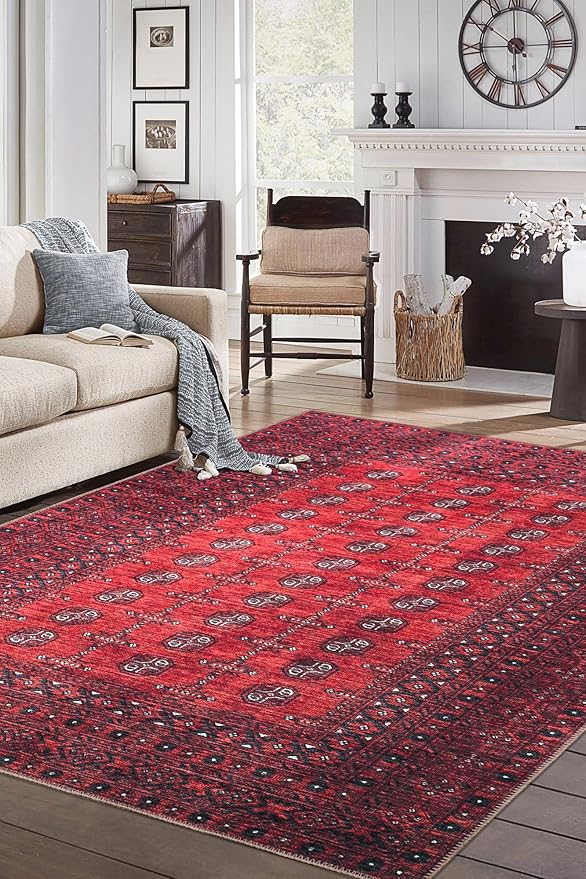 Keen Home Design 9x12 Rug - Machine Washable Area Rug with Non-Slip Backing, Ideal for Living Room, Dining Room, Bedroom - Vintage, Easy Clean, Durable, Low Pile Rug - (9' x 12')