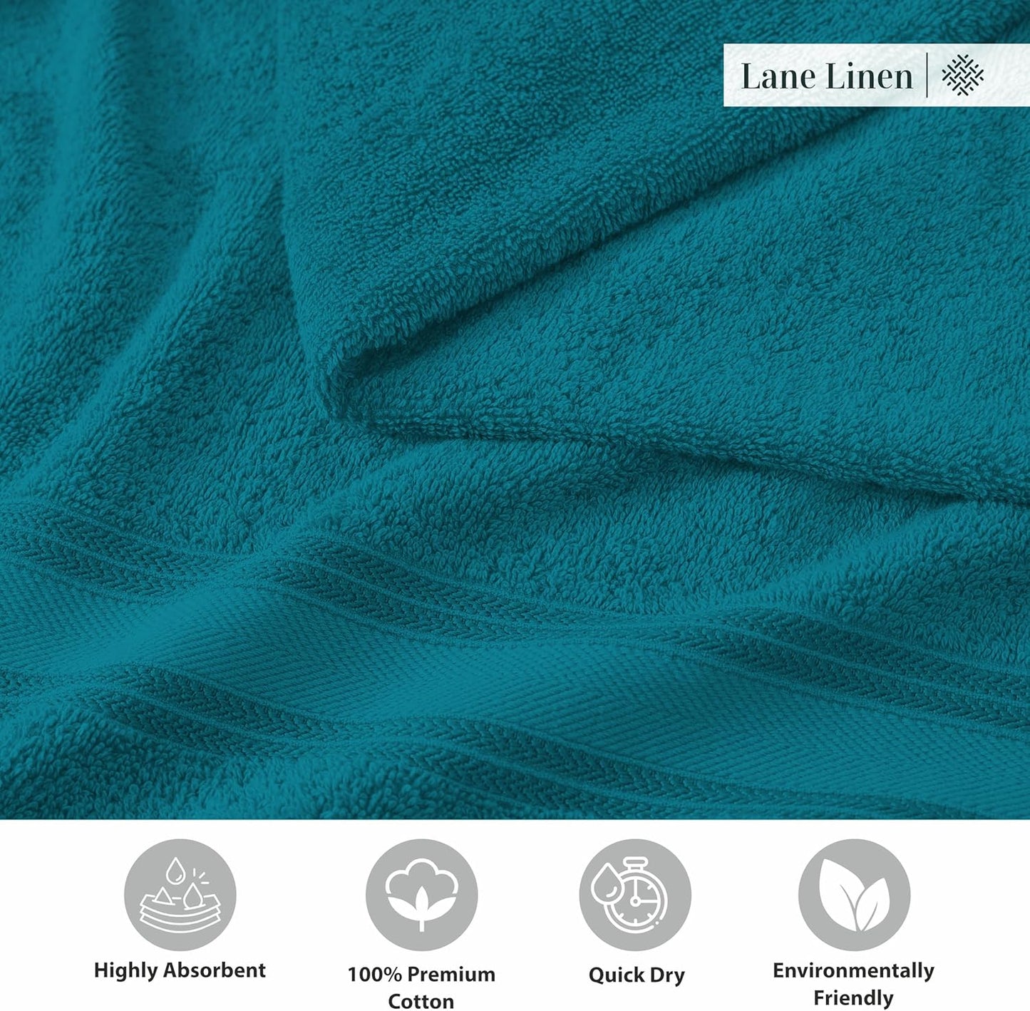 LANE LINEN 100% Cotton 4 Pack Bath Towels Set (30"x60") - Zero Twist, Large Cotton Towels for Bathroom - Quick Dry, Soft & Absorbent Bath Towel Set - Pre Shrunk, Wide Variety of Colors - Sea Port