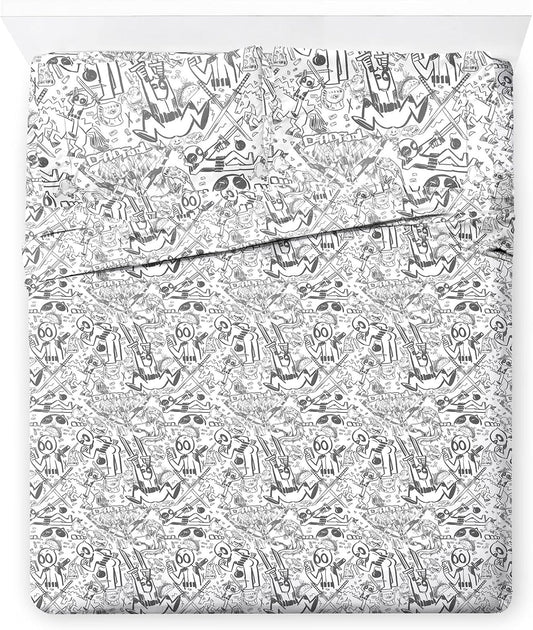 Jay Franco Sheet Set with Fitted, Flat Sheets & Pillow Cover - Ultra-Soft Bedding with Pillowcase for Room Decor, White - Deadpool, 4 Piece King