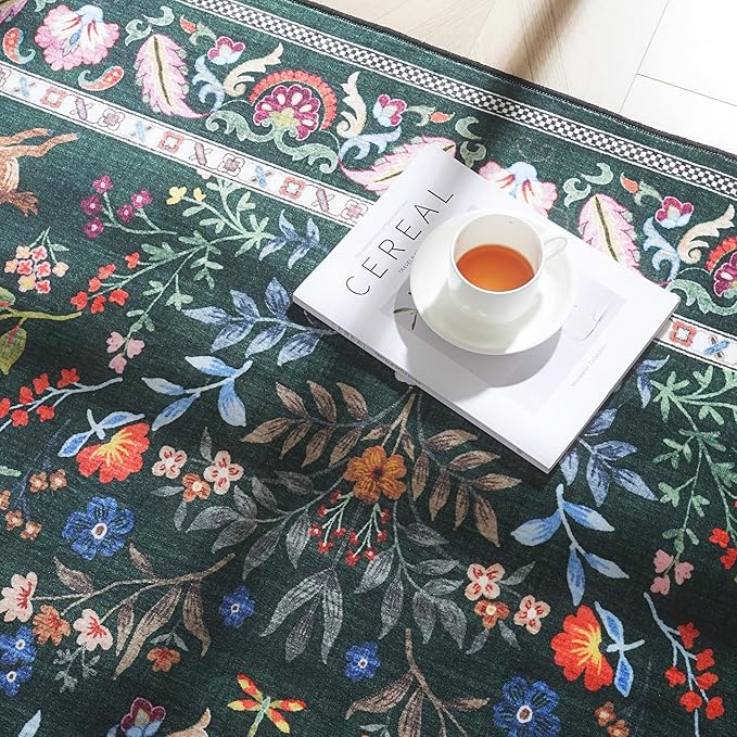 Entryway Rug 2x3 Rug Door Mat Indoor Entrance Washable Rug Small Non-Slip Low Pile Throw Rugs for Entryway, Kitchen, Front Door Indoor Entrance, Entry (Emerald Green)