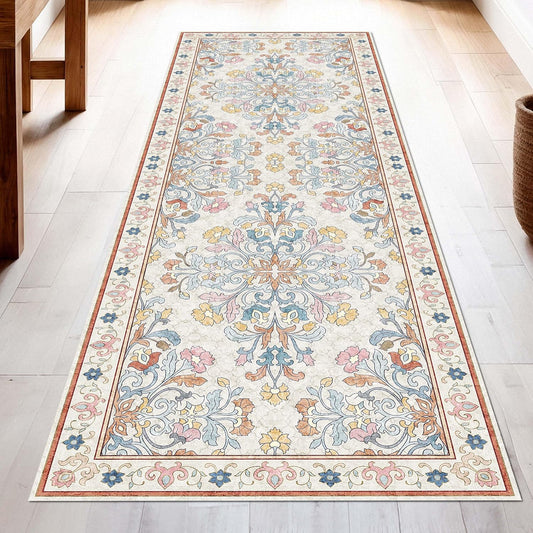 Washable Runner Rug 2x6 | Non Slip Rug Runners for Hallways, Entryways, Kitchens, Bathrooms, Bedrooms | Ultra-Soft Flannel Carpet Runners with Rubber Backing (Multi Colored, 2x6)