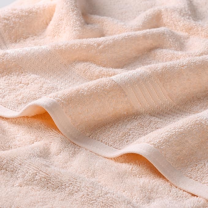 Superior Egyptian Cotton 12-Piece Towel Set, Assorted Towels for Home Bathroom, Guest Bath Decor Essentials, Includes 4 Bath, 4 Hand, 4 Face Towels/Washcloths, Quick Dry, Absorbent - Peach