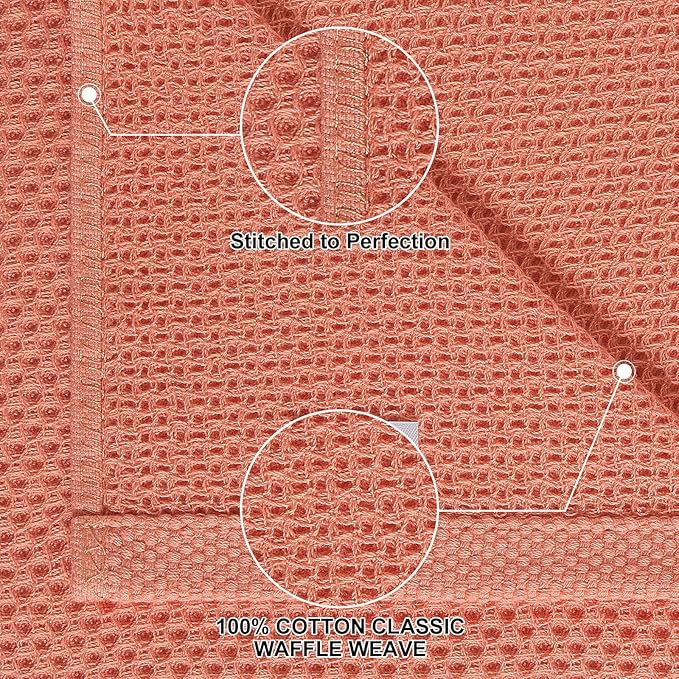 Homaxy 100% Cotton Kitchen Towels and Dishcloths Set, 12 x 12 Inches and 13 x 28 Inches, Set of 12 Bulk Kitchen Towels Set, Ultra Soft Absorbent Dish Cloths for Washing Dishes, Coral