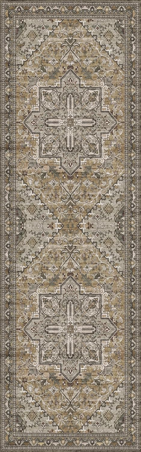 Washable Runner Rug 2.5x8 | Non Slip Rug Runners for Hallways, Entryways, Kitchens, Bathrooms, Bedrooms | Ultra-Soft Flannel Carpet Runners with Rubber Backing (Moss, 2.5x8)