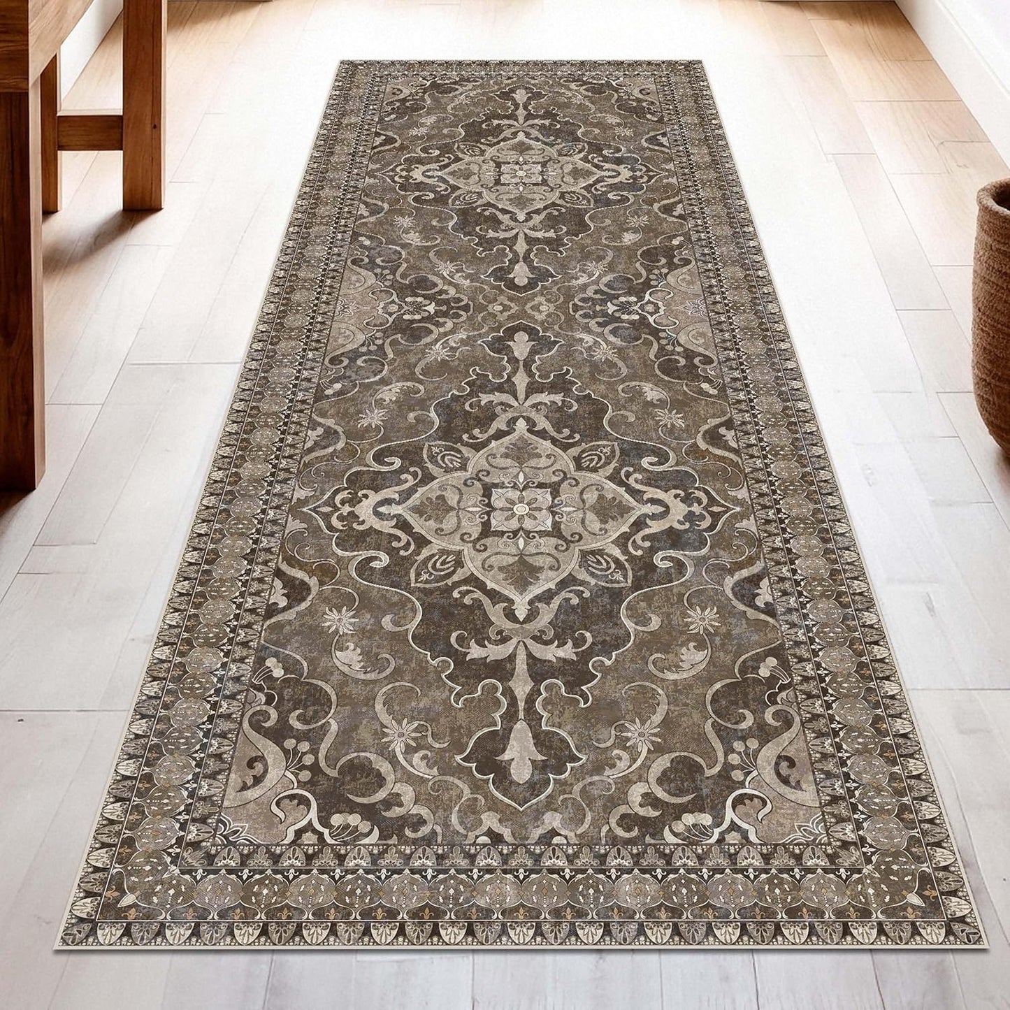 Washable Runner Rug 2x6 | Non Slip Rug Runners for Hallways, Entryways, Kitchens, Bathrooms, Bedrooms | Ultra-Soft Flannel Carpet Runners with Rubber Backing (Dark Sage, 2x6)