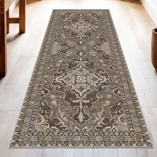 Washable Runner Rug 2x6 | Non Slip Rug Runners for Hallways, Entryways, Kitchens, Bathrooms, Bedrooms | Ultra-Soft Flannel Carpet Runners with Rubber Backing (Dark Sage, 2x6)