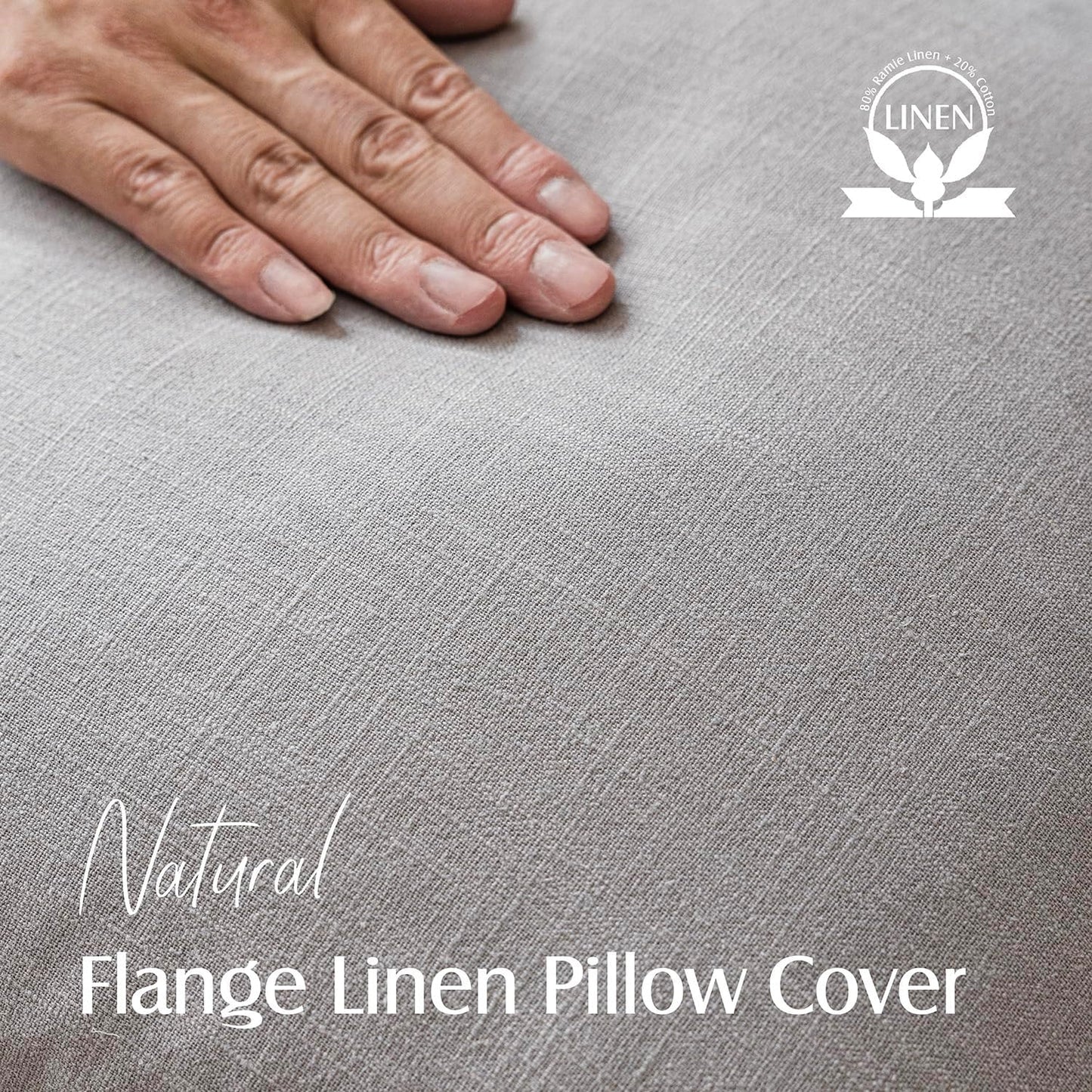 Foindtower Pack of 2, Decorative Linen Soild Throw Pillow Covers Soft Accent Cushion Case Boho Farmhouse Pillowcase for Chair Couch Sofa Bedroom Living Room Home Decor 24 x 24 Inch Light Rustic Gray