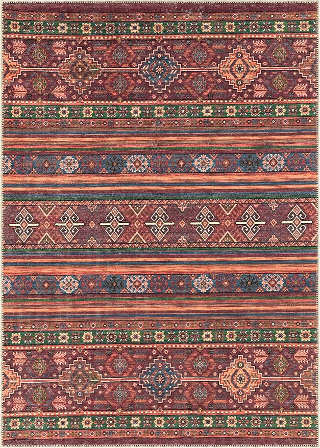 Keen Home Design 8x10 Rug - Machine Washable Area Rug with Non-Slip Backing, Ideal for Living Room, Dining Room, Bedroom - Vintage, Easy Clean, Durable, Low Pile Rug - (8' x 10')