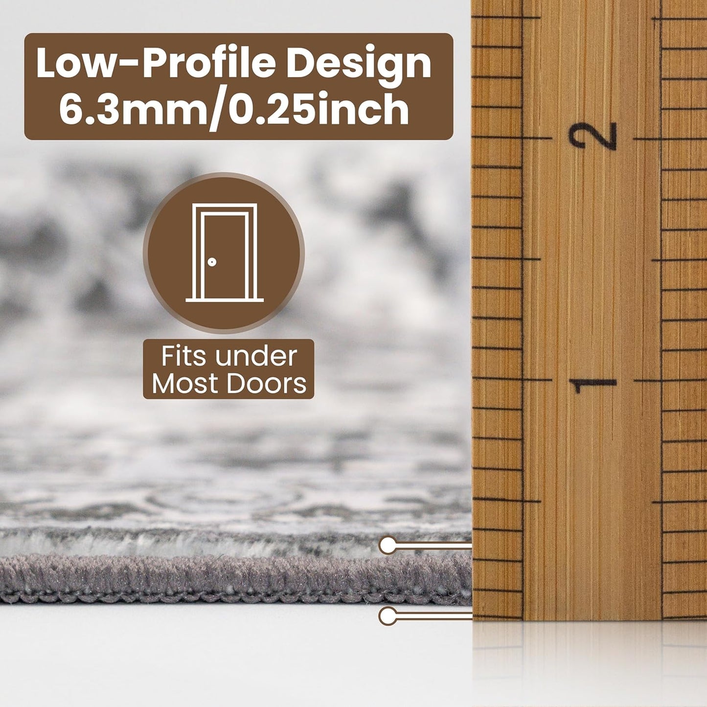 Washable Area Rug 5x8 | Non Slip Area Rug for Living Room, Bedrooms, Dining Room | Ultra-Soft Flannel Carpet Area with Rubber Backing (Charcoal, 5x8)