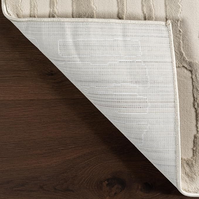 nuLOOM 4' x 6' Indoor Area Rug, 100% Recycled PET, Machine Washable, Oeko-TEX Certified, Medium Pile, Pet-Friendly, Belen Modern Abstract Cream