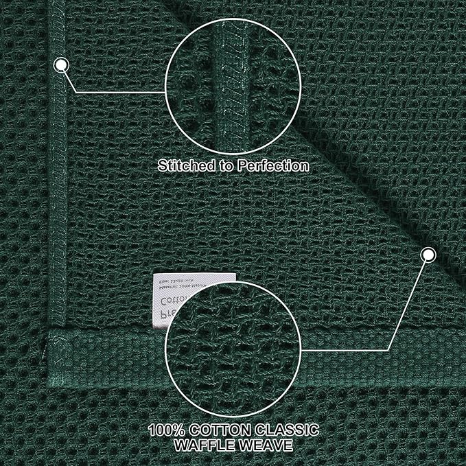 Homaxy 100% Cotton Kitchen Towels and Dishcloths Set, 12 x 12 Inches and 13 x 28 Inches, Set of 10 Bulk Kitchen Towels Set, Ultra Soft Absorbent Dish Cloths for Washing Dishes, Blackish Green